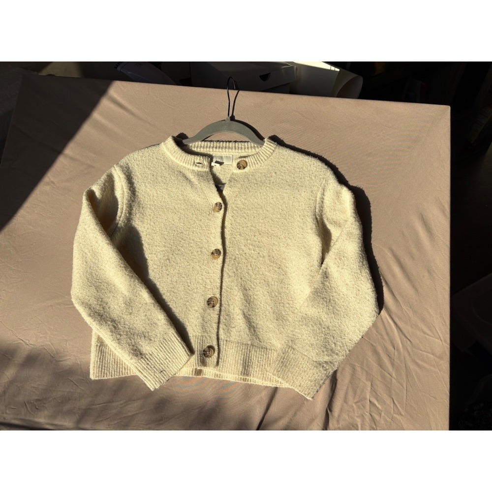 Zara Kids Cream Knit Button Front Cardigan Sweater Off White Size 9-10 Years